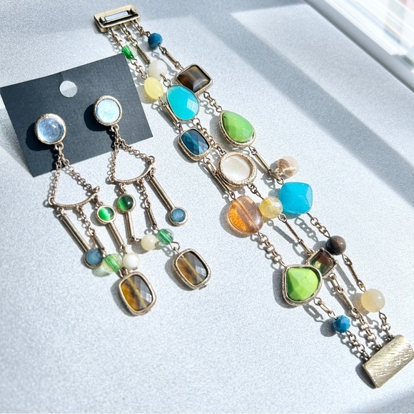 Chico's Jewelry - Chico's gold and jewel-toned bracelet and earrings set!